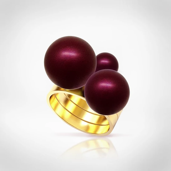 Bernadotte Jewellery Universe Burgundy gyűrű arany