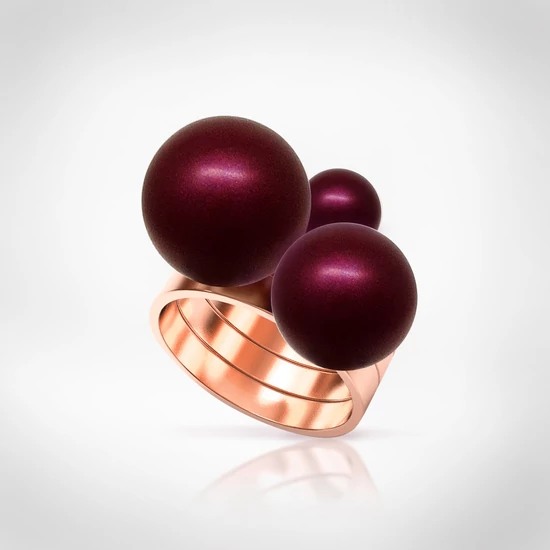 Bernadotte Jewellery Universe Burgundy gyűrű rosegold